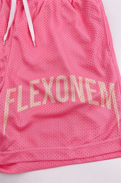 製造粉色女裝運動短褲   訂購印花LOGO健身 跑步短褲  運動短褲專門店 大網眼 100%Polyester U388 側面照